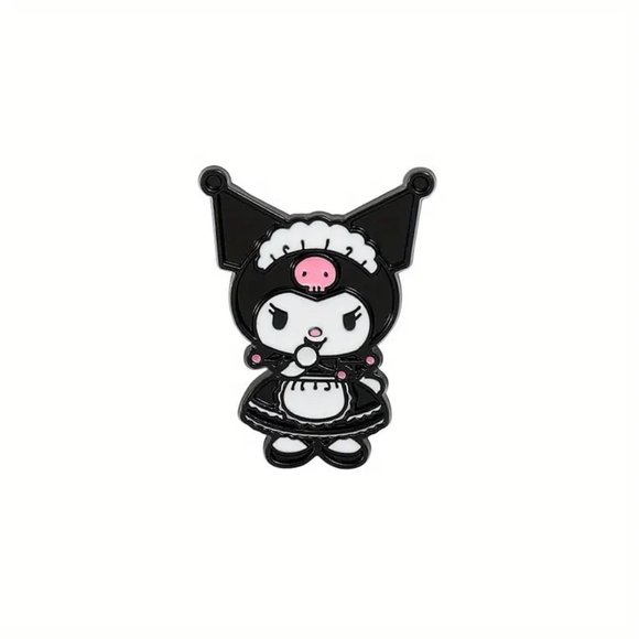 Pin Kuromi My Melody Black Enamel Pink Emo Rave Scene Evil Goth Brooch Sanrio - Picture 6 of 8